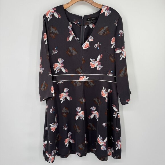 Banana Republic Womens Floral Print Dress Size 14 soft Black Pink - Picture 3 of 14